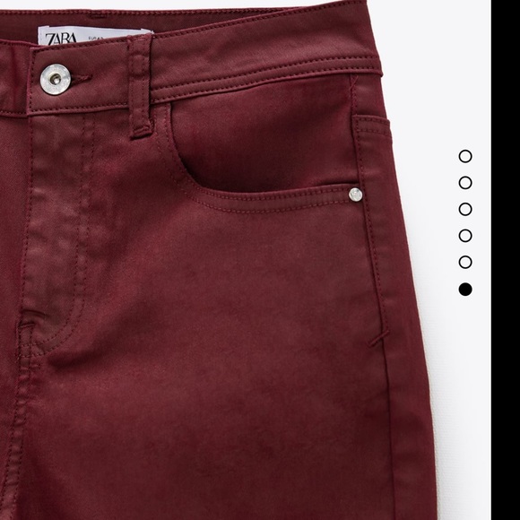 Zara burgundy coated high waisted slim pant - Picture 6 of 6